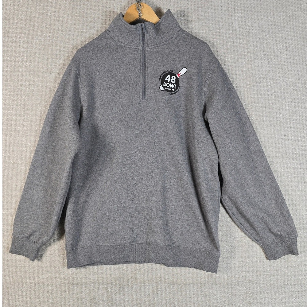 Sport-Tek Mens XL Gray 48 Bowl Parkway Lanes Lincoln NE Quarter Zip Sweatshirt